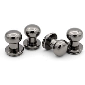 CRAFTMEMORE Solid Brass Ball Head Stud Screw Back Black Nipple Rivet Studs Button Strap Stopper Leathercraft 10 Pack SCBH (Gunmetal, 8 mm)