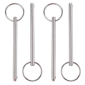 4 Pack Quick Release Pin, Diameter 1/4"(6.3mm), Overall Length 4.1"(105mm), Usable Length 3-1/2"(89mm), Full 316 Stainless Steel, Bimini Top Pin, Marine Hardware