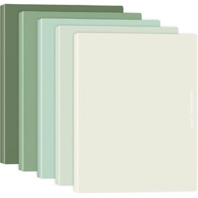 Whaline 5Pcs A4 Plastic Presentation Book Gradient Green Binder with Clear Plastic Cover 30 Pockets A4 Portfolio Folder File Folder with Plastic Sleeves for School Office Home Document Artwork Photo