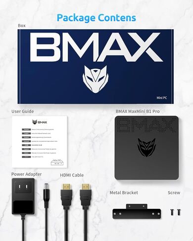 كمبيوتر صغير Bmax B1 Pro Intel N4000 (حتى 2.6 جيجا هرتز) 8 جيجا LPDDR4/128 جيجا بايت eMMC كمبيوتر صغير WiFi5 HDMI/VGA 4K HD 2.4 جيجا هرتز/5 جيجا هرتز ثنائي واي فاي BT4.2 كمبيوتر صغير in Kuwait