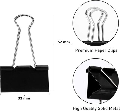 1/4-inch (32mm) Paper Holding Binder Clips Paper Clips for Notes Letter, Papers Binder Clamps use Office, Home, School, Institutions, Paper Holding Capacity Files Organized and Secure - 48 Pcs in Saudi Arabia
