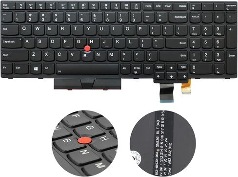 لوحة مفاتيح كمبيوتر محمول جديدة بتصميم أمريكي مع إضاءة خلفية واستبدال المؤشر لجهاز Lenovo ThinkPad T570 T580 P51s P52s Series 01EN928 SN20M07806 01ER500 SN20M07847 إطار أسود in Kuwait