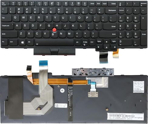 لوحة مفاتيح كمبيوتر محمول جديدة بتصميم أمريكي مع إضاءة خلفية واستبدال المؤشر لجهاز Lenovo ThinkPad T570 T580 P51s P52s Series 01EN928 SN20M07806 01ER500 SN20M07847 إطار أسود in Kuwait