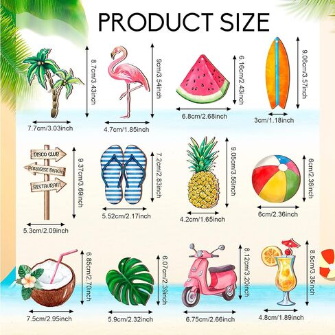 Maitys 36 Pcs Summer Tree Ornaments Beach Wooden Slices Decorative Hanging Decoration Flamingo Coconut Pendant Decorations with String for Hawaiian Luau Party Supplies Outdoor(Hawaiian) in Saudi Arabia