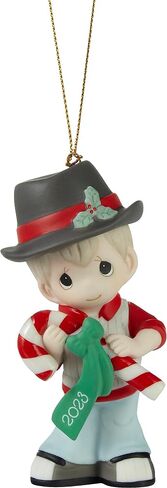 Precious Moments Ornament | Sweet Christmas Wishes 2023 | Dated Girl Bisque Porcelain Ornament | Holiday Decor & Gifts | Hand-Painted in Saudi Arabia
