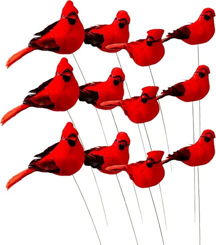 Berfutall-12PCS Bird Christmas Ornaments Clip on Cardinals for Trees-3.5 lnch with Clips or Wire (b) in Saudi Arabia