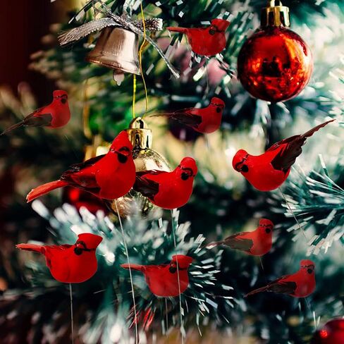 Berfutall-12PCS Bird Christmas Ornaments Clip on Cardinals for Trees-3.5 lnch with Clips or Wire (b) in Saudi Arabia