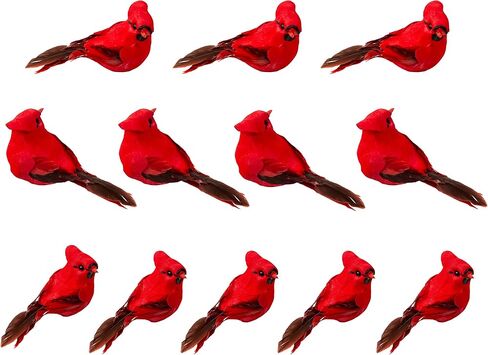 Berfutall-12PCS Bird Christmas Ornaments Clip on Cardinals for Trees-3.5 lnch with Clips or Wire (b) in Saudi Arabia