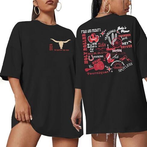 Women Retro Western Music Oversized Shirts Vintage Country Music Shirt Concert Fan Tee Top in Saudi Arabia