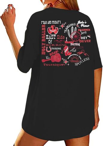 Women Retro Western Music Oversized Shirts Vintage Country Music Shirt Concert Fan Tee Top in Saudi Arabia