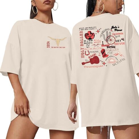 Women Retro Western Music Oversized Shirts Vintage Country Music Shirt Concert Fan Tee Top in Saudi Arabia