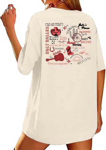 Women Retro Western Music Oversized Shirts Vintage Country Music Shirt Concert Fan Tee Top in Saudi Arabia