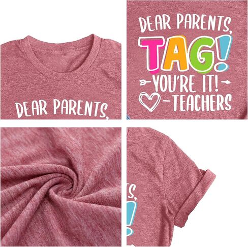 LAZYCHILD Dear Parents Tag You're It Love Teachers Shirt Women Last Day School T-Shirt Funny Teacher Tee Tops in Saudi Arabia