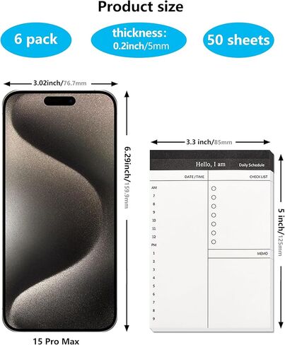 6 عبوات من وسادات الملاحظات الصغيرة - قائمة جيب للمهام ودفتر ملاحظات مع أقسام البقالة والمهام، 3 × 5 بوصة، مثالية للمنزل والمكتب والمدرسة ورسائل قابلية النقل أثناء التنقل in Kuwait