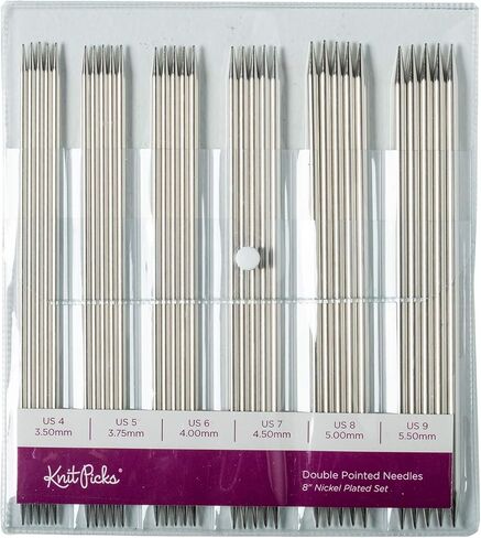 مجموعة إبر الحياكة الخشبية المدببة المزدوجة (مطلية بالنيكل 8 بوصات) in Kuwait