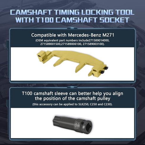 توقيت عمود الحدبات حامل أداة عدة أدوات حزام توقيت السيارات مع مقبس عمود الحدبات T100 متوافق مع مرسيدس بنز M271 C200 C180 E260 in Kuwait