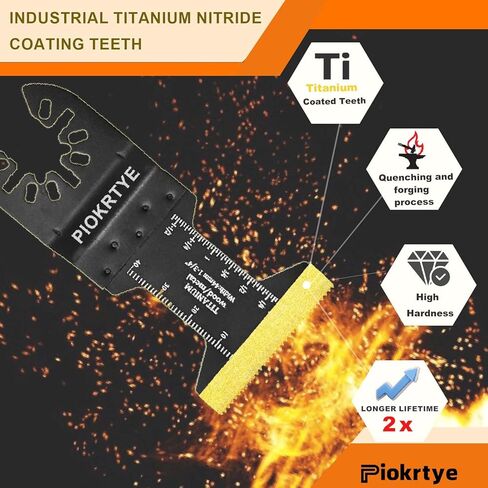 Titanium Oscillating Tool Blades Kit, 10Pcs Multi Tool Blades for Metal Wood Nails Screws Plastic, Japanese Tooth Arc Edge Blades Compatible with Dewalt Rockwell Milwaukee Makita Bosch in Kuwait