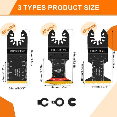 Titanium Oscillating Tool Blades Kit, 10Pcs Multi Tool Blades for Metal Wood Nails Screws Plastic, Japanese Tooth Arc Edge Blades Compatible with Dewalt Rockwell Milwaukee Makita Bosch in Kuwait
