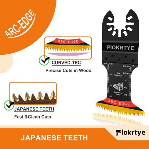 Titanium Oscillating Tool Blades Kit, 10Pcs Multi Tool Blades for Metal Wood Nails Screws Plastic, Japanese Tooth Arc Edge Blades Compatible with Dewalt Rockwell Milwaukee Makita Bosch in Kuwait