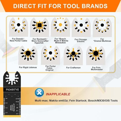 Titanium Oscillating Tool Blades Kit, 10Pcs Multi Tool Blades for Metal Wood Nails Screws Plastic, Japanese Tooth Arc Edge Blades Compatible with Dewalt Rockwell Milwaukee Makita Bosch in Kuwait