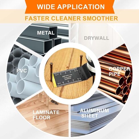 Titanium Oscillating Tool Blades Kit, 10Pcs Multi Tool Blades for Metal Wood Nails Screws Plastic, Japanese Tooth Arc Edge Blades Compatible with Dewalt Rockwell Milwaukee Makita Bosch in Kuwait