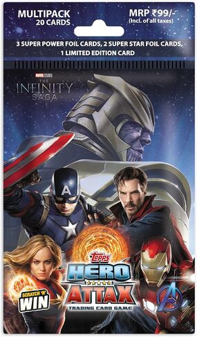 مجموعة متعددة من مجموعة Topps India Marvel Hero Attax 2021 TCG، عبوة من 20 بطاقة in Saudi Arabia