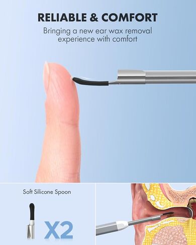 كاميرا إزالة شمع الأذن من Anykit، منظف الأذن فائق الوضوح مع أضواء LED لتنظيف الأذن، منظار الأذن مع 8 قطع للأذن، 3 منظار للهاتف والكمبيوتر اللوحي in Kuwait
