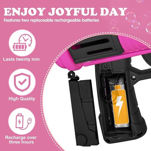 Bubble Gun for Kids - 64 Holes Large Bubble Gun Machine Have Colorful Light - Two Rechargeable Batteries - six Bubble Water, Green in Saudi Arabia