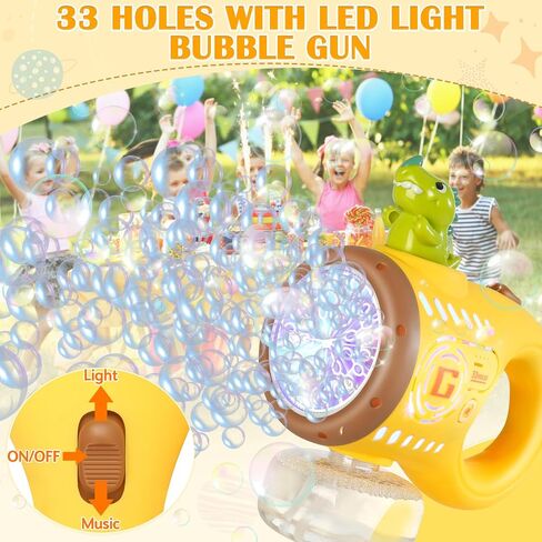 Dolanus Dino Bubble Guns for Kids, Bubbles Gun Blaster Blower Maker Machine for Boys & Girls, Birthday Gifts for Ages 3 4 5 6 7 8 Year Old Boy, Cool Outdoor Dinosaur Toys for Toddlers in Saudi Arabia