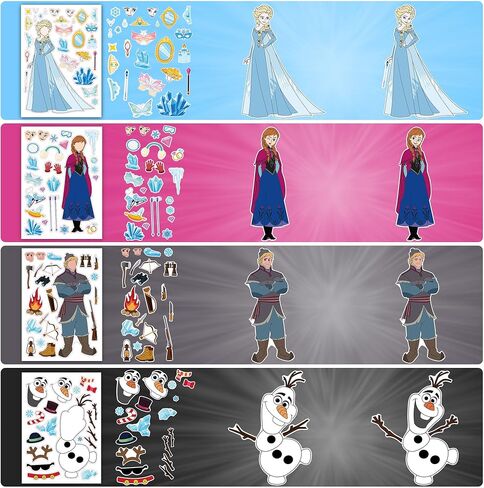 ملصقات فروزن لوازم حفلات أعياد الميلاد - 48 ورقة اصنع ديكورات ملصقات فروزن الخاصة بك، اصنع ملصقات للوجه هدايا حفلات عيد ميلاد فروزن لمستلزمات حفلات أعياد الميلاد المجمدة in Kuwait