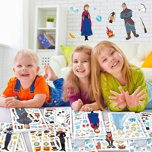 ملصقات فروزن لوازم حفلات أعياد الميلاد - 48 ورقة اصنع ديكورات ملصقات فروزن الخاصة بك، اصنع ملصقات للوجه هدايا حفلات عيد ميلاد فروزن لمستلزمات حفلات أعياد الميلاد المجمدة in Kuwait