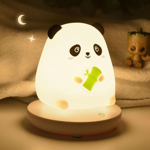 Cute Panda Night Light for Nursery, 3 Levels Brightness Warm Light Eye Protection, Soft Silicone Body Rechargeable USB Port Panda Lamp/Toys for Kids in Saudi Arabia