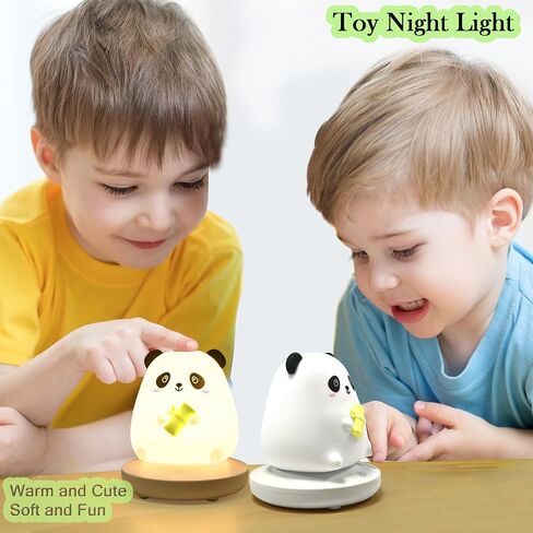 Cute Panda Night Light for Nursery, 3 Levels Brightness Warm Light Eye Protection, Soft Silicone Body Rechargeable USB Port Panda Lamp/Toys for Kids in Saudi Arabia