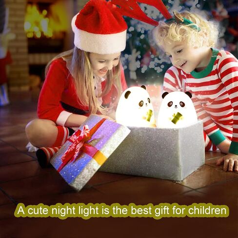 Cute Panda Night Light for Nursery, 3 Levels Brightness Warm Light Eye Protection, Soft Silicone Body Rechargeable USB Port Panda Lamp/Toys for Kids in Saudi Arabia