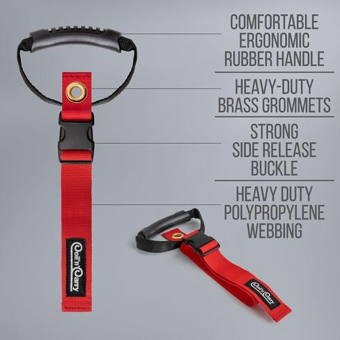 Coil'n'Carry Cable Straps - Heavy-Duty Storage Straps with Handle for Garden Hose Storage; Cord Organizer and Carry Strap for Extension Cords, Air Hose, RV Hose; Fabricated In USA (Red, 1-Pk) in Saudi Arabia