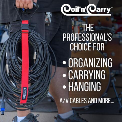 Coil'n'Carry Cable Straps - Heavy-Duty Storage Straps with Handle for Garden Hose Storage; Cord Organizer and Carry Strap for Extension Cords, Air Hose, RV Hose; Fabricated In USA (Red, 1-Pk) in Saudi Arabia