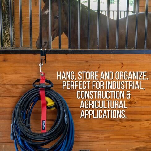 Coil'n'Carry Cable Straps - Heavy-Duty Storage Straps with Handle for Garden Hose Storage; Cord Organizer and Carry Strap for Extension Cords, Air Hose, RV Hose; Fabricated In USA (Red, 1-Pk) in Saudi Arabia