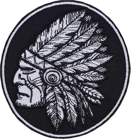 Indian Headpiece Chief Sew on Patch - Iron on Patches for Native Americans, American Indian, Tribal - Popular Cultural Applique for Jackets, Jeans, Backpacks, Hats, Shirts - 3.34x3.54 in in Saudi Arabia