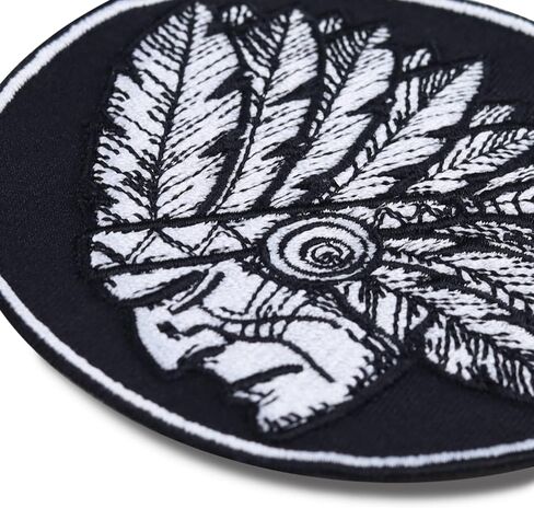 Indian Headpiece Chief Sew on Patch - Iron on Patches for Native Americans, American Indian, Tribal - Popular Cultural Applique for Jackets, Jeans, Backpacks, Hats, Shirts - 3.34x3.54 in in Saudi Arabia