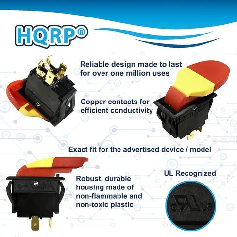 HQRP On-Off Paddle Switch Compatible with Sears Craftsman 137 Series Table Saw & Drill Press 0LWG 27A1 0LWC 0LVW, UL Listed in Saudi Arabia