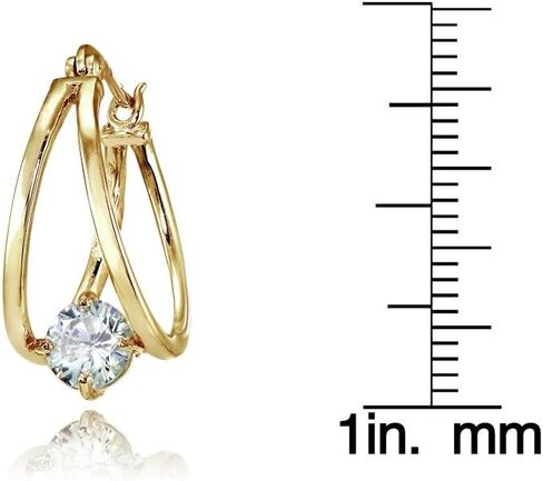 Sterling Silver Oval Double Hoop Cubic Zirconia Earrings in Saudi Arabia