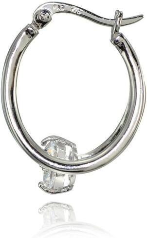 Sterling Silver Oval Double Hoop Cubic Zirconia Earrings in Saudi Arabia