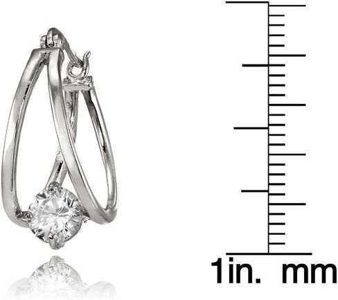 Sterling Silver Oval Double Hoop Cubic Zirconia Earrings in Saudi Arabia