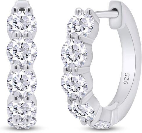 أقراط دائرية من SAVEARTH DIAMONDS مويسانيتي للنساء، D-E Color Lab مكون من ألماس مويسانيتي، 925 من الفضة الإسترلينية مع طلاء ذهب عيار 14 قيراط in Saudi Arabia