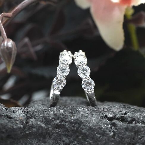 أقراط دائرية من SAVEARTH DIAMONDS مويسانيتي للنساء، D-E Color Lab مكون من ألماس مويسانيتي، 925 من الفضة الإسترلينية مع طلاء ذهب عيار 14 قيراط in Saudi Arabia