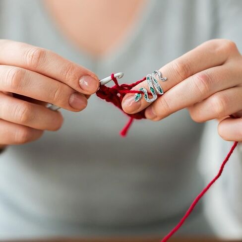 6 Pcs Crochet Ring, Adjustable Thimble Crochet Tension Ring Various Designs Crochet Guide Ring Knitting Loop Crochet Ring for Quilting Crafts Hand Knitting Tools for Faster Knitting in Saudi Arabia
