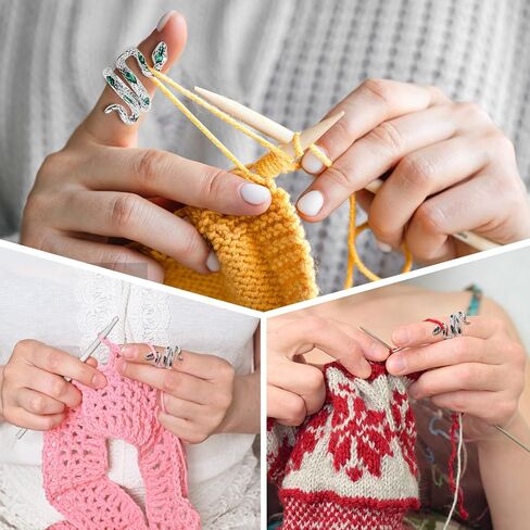 6 Pcs Crochet Ring, Adjustable Thimble Crochet Tension Ring Various Designs Crochet Guide Ring Knitting Loop Crochet Ring for Quilting Crafts Hand Knitting Tools for Faster Knitting in Saudi Arabia