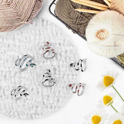 6 Pcs Crochet Ring, Adjustable Thimble Crochet Tension Ring Various Designs Crochet Guide Ring Knitting Loop Crochet Ring for Quilting Crafts Hand Knitting Tools for Faster Knitting in Saudi Arabia