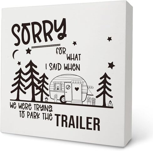 Camper Welcome Box Sign - Camper Gifts, RV Wooden Desk Sign 5x5, Travel Wall Decor, Camping Decor for Camper, Camper Decorations for Inside, Happy Camper Gifts in Saudi Arabia