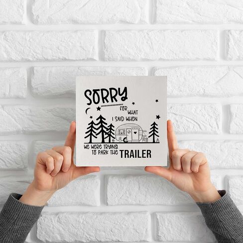 Camper Welcome Box Sign - Camper Gifts, RV Wooden Desk Sign 5x5, Travel Wall Decor, Camping Decor for Camper, Camper Decorations for Inside, Happy Camper Gifts in Saudi Arabia